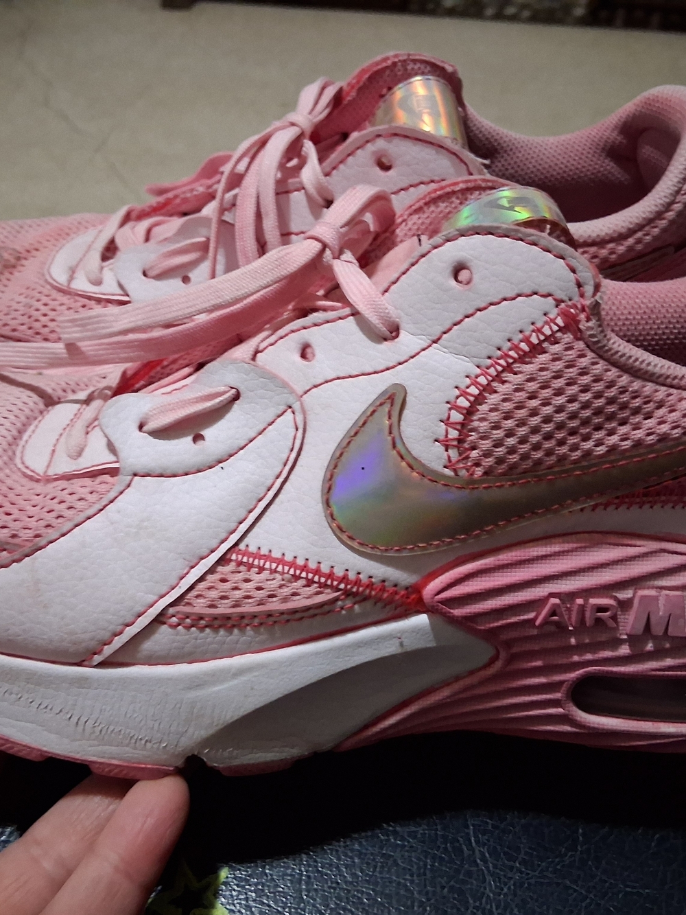 Nike Women’s Pink Mesh & Leather Air Max Sneakers with Iridescent Swoosh